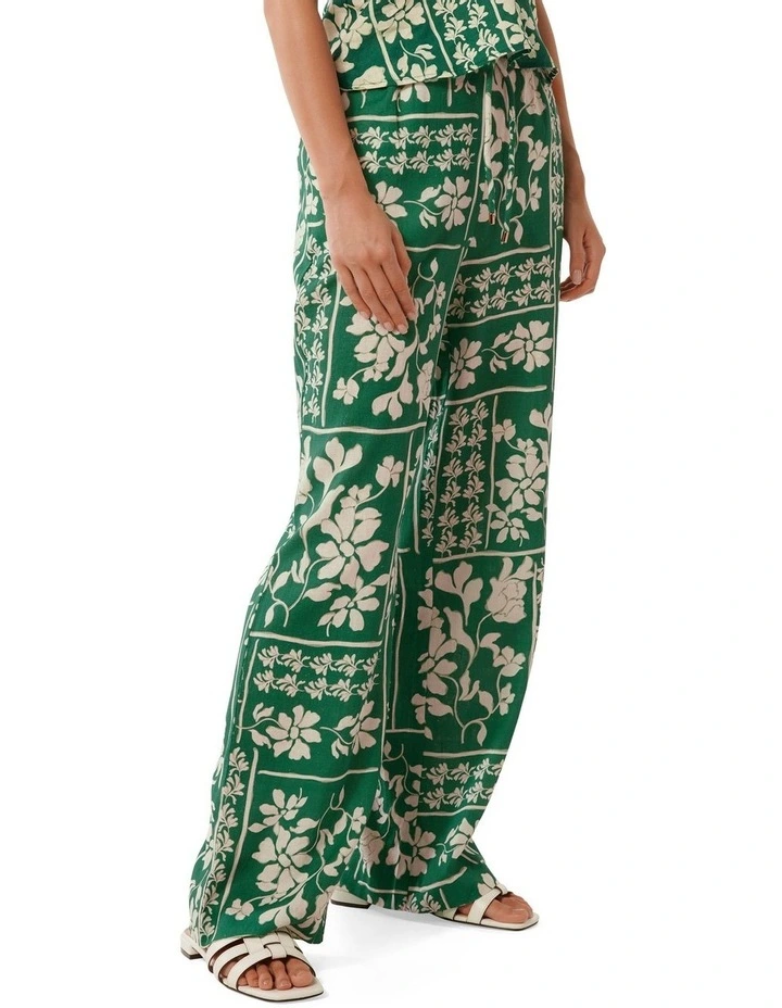 Fallon Printed Wide Leg Pants in Green image 3