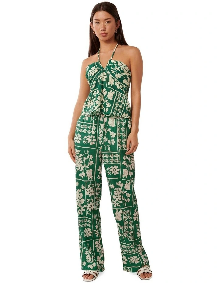 Fallon Printed Wide Leg Pants in Green image 5