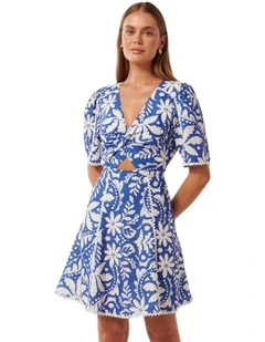 Maria Printed Trim Mini Dress in Multi