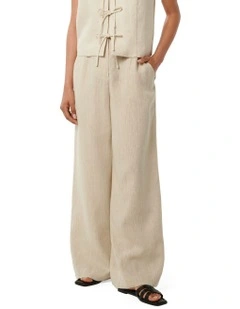 Aviana High Waist Wide Leg Pants in Beige