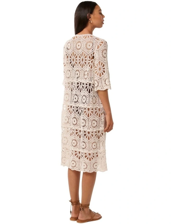 Casey Crochet Kimono in Beige image 2