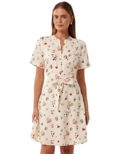 Eden Zip Up Linen Mini Dress in Multi