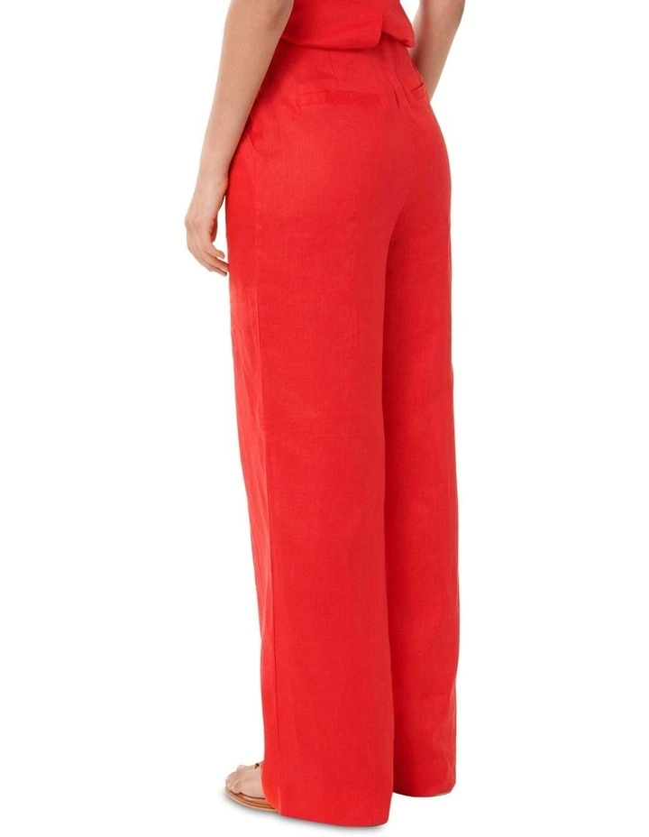 Cynthia Linen Wide Leg Pants in Red image 2