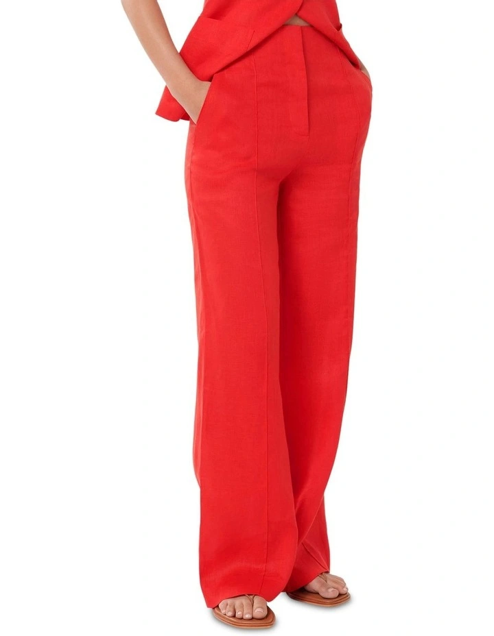 Cynthia Linen Wide Leg Pants in Red image 3