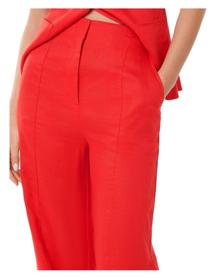 Cynthia Linen Wide Leg Pants in Red image 4