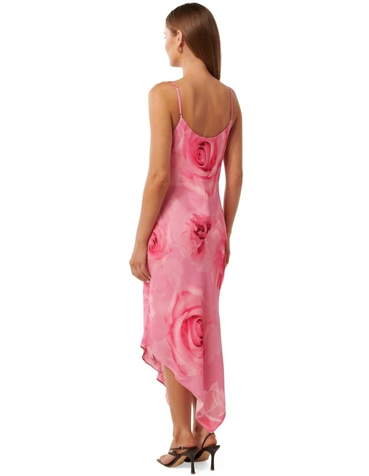 Henley Asymmetric Slip Dress in Pink image 2