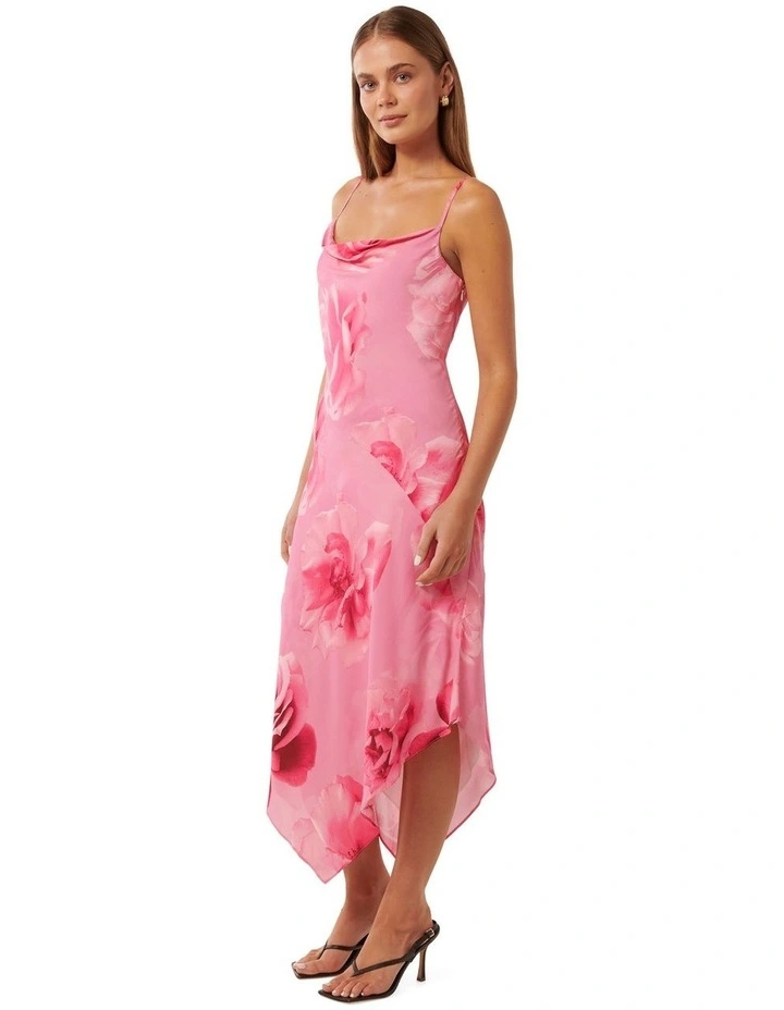 Henley Asymmetric Slip Dress in Pink image 3