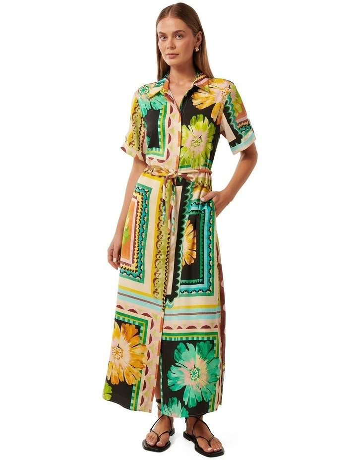 Mila Printed Shirt Dress in Multi image 1