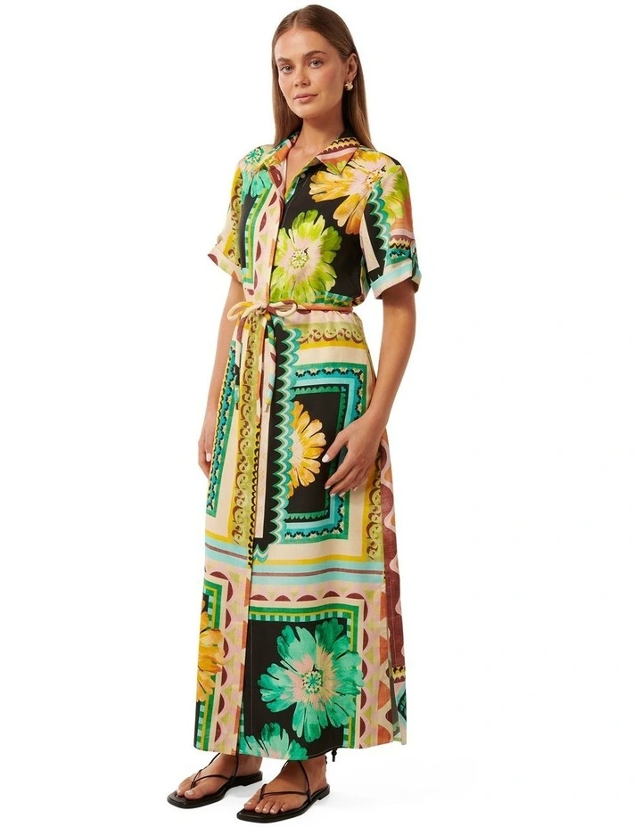 Mila Printed Shirt Dress in Multi image 3