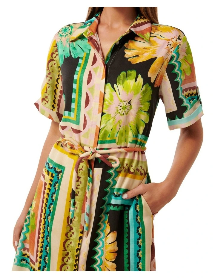 Mila Printed Shirt Dress in Multi image 4