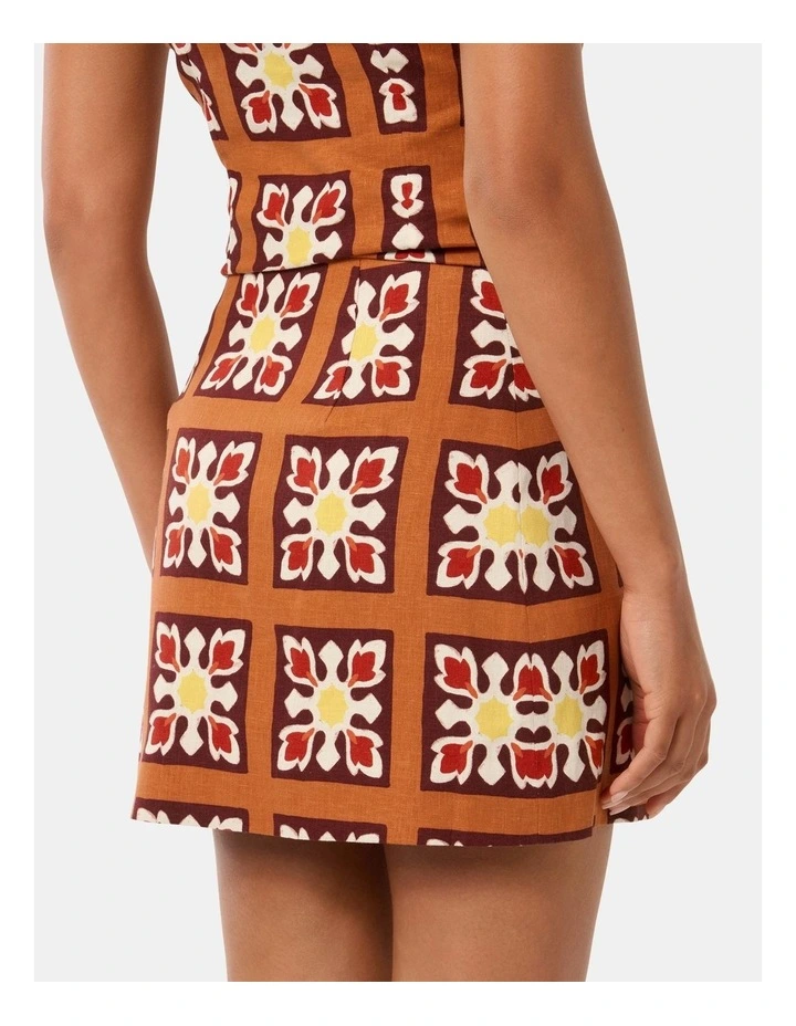 Briar Linen Mini Skirt in Orange image 2