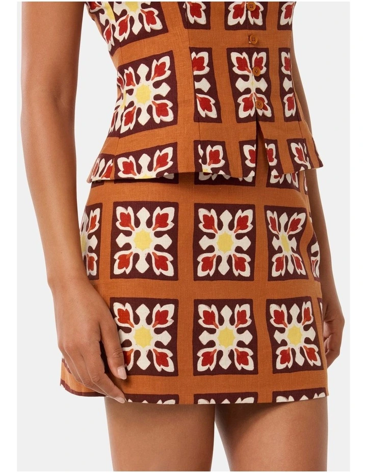 Briar Linen Mini Skirt in Orange image 3