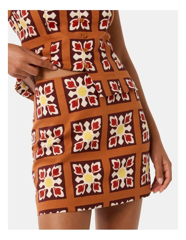 Briar Linen Mini Skirt in Orange image 4