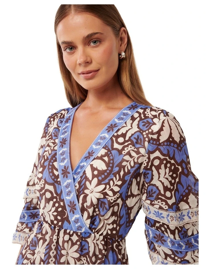 Natalia Tiered Trim Maxi Dress in Dark Newport Palm image 4