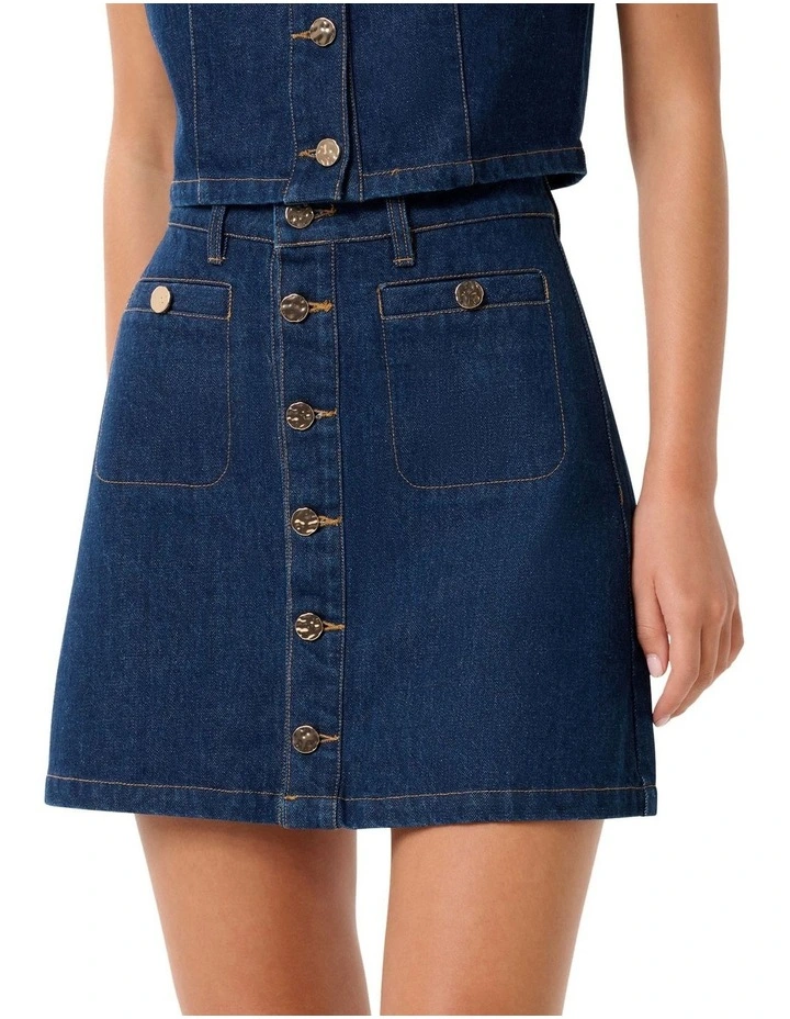 Ashley Denim Mini Skirt in Blue image 3