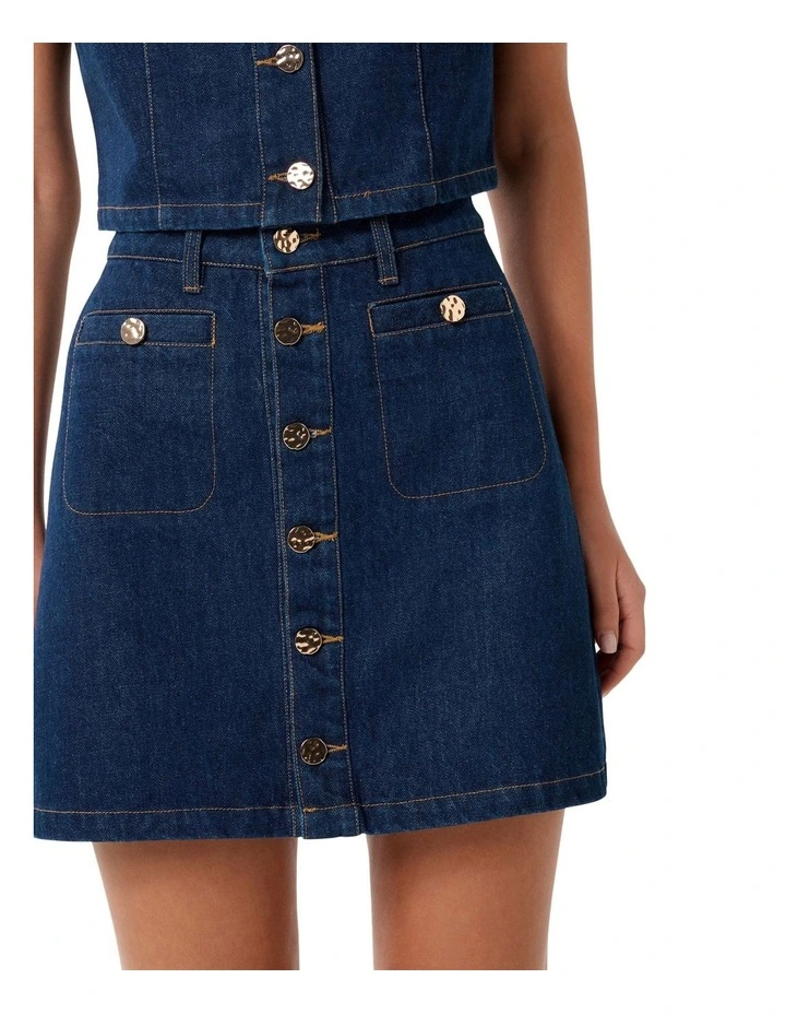 Ashley Denim Mini Skirt in Blue image 4