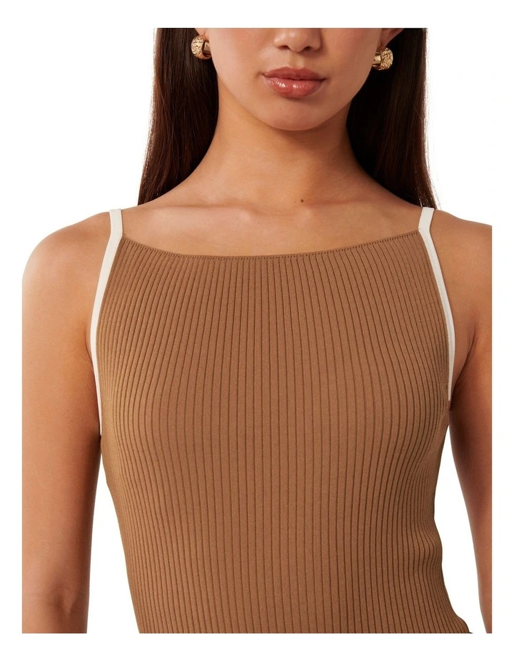 Erica Tipped Tank Top in Camel image 4