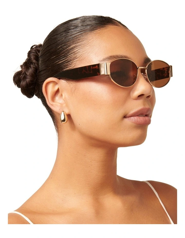 Cierra Metal Frame Sunglasses in Gold/Tort image 2