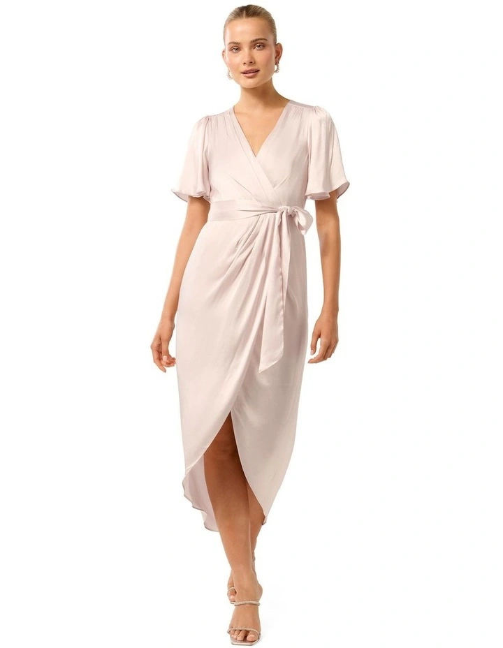 Carolina Satin Midi Dress in White image 1