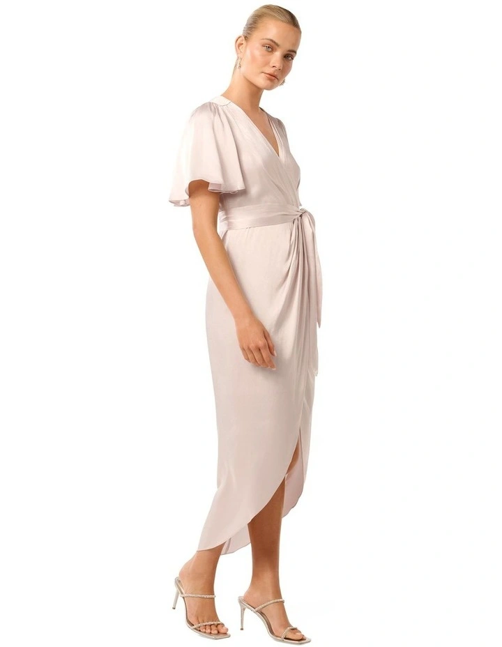Carolina Satin Midi Dress in White image 3
