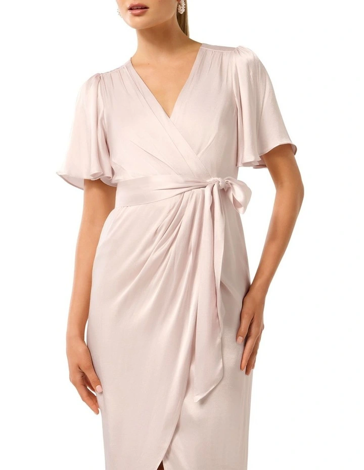 Carolina Satin Midi Dress in White image 4
