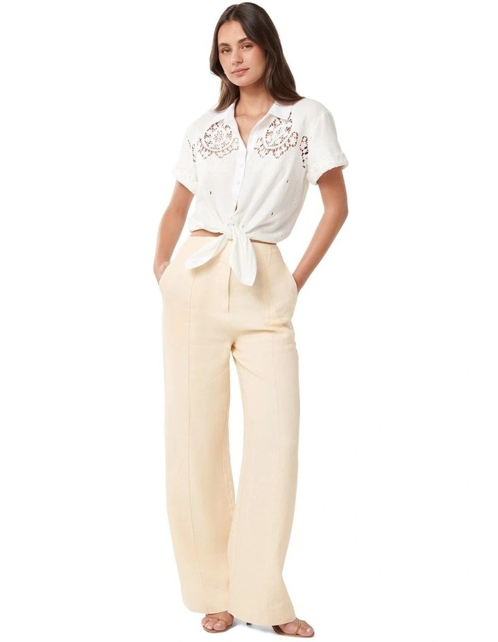 Olivia Embroidered Tie Front Shirt in White image 5