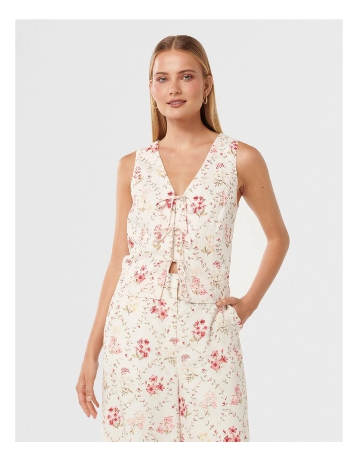 Erin Tie Front Waistcoat in Multi image 1