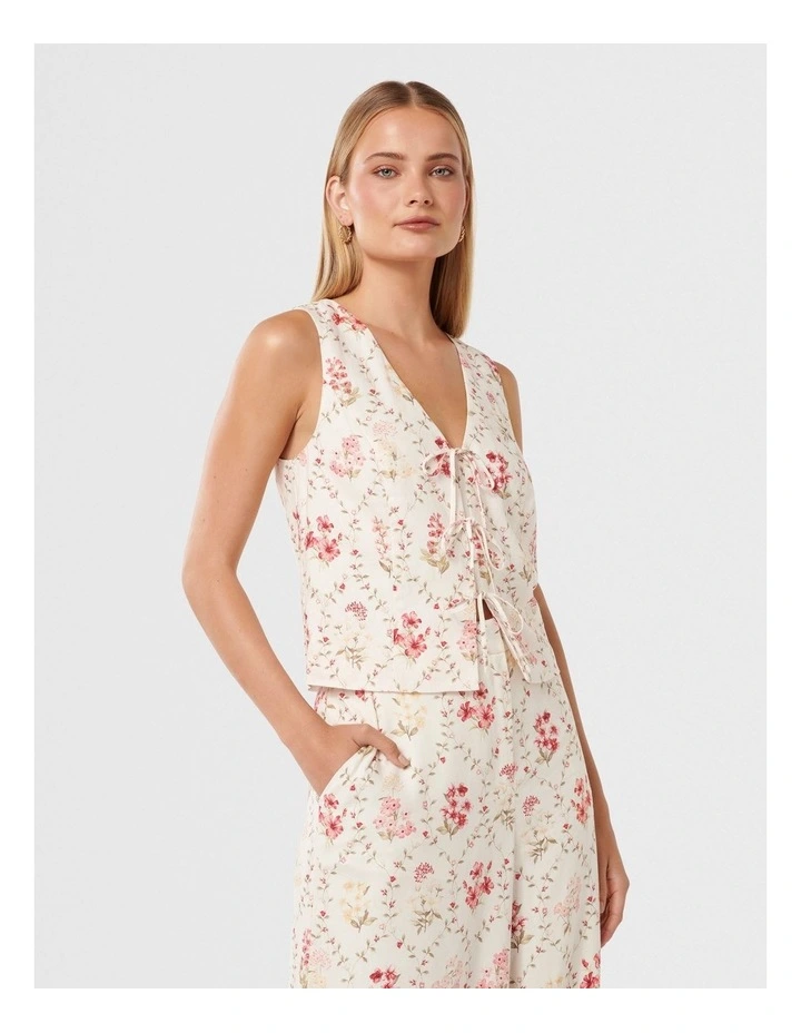 Erin Tie Front Waistcoat in Multi image 3