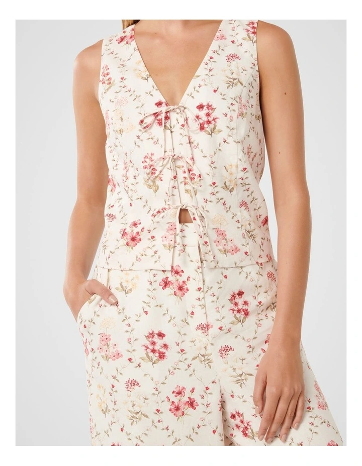 Erin Tie Front Waistcoat in Multi image 4