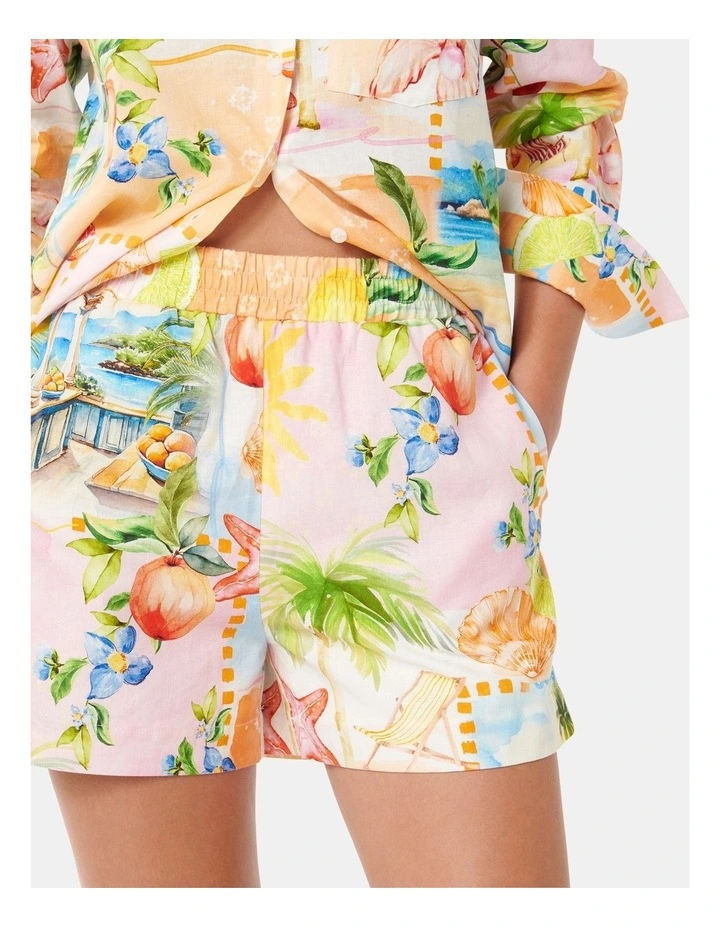 Cyrus Elastic Waist Shorts in Multi image 4