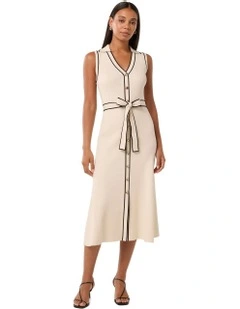 Adeline Sleeveless Knit Midi Dress in Cream