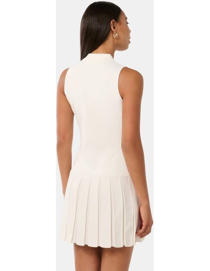 Lulu Pleated Hem Knit Mini Dress in Porcelain image 2