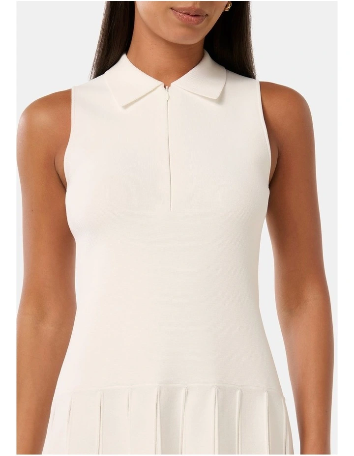 Lulu Pleated Hem Knit Mini Dress in Porcelain image 4