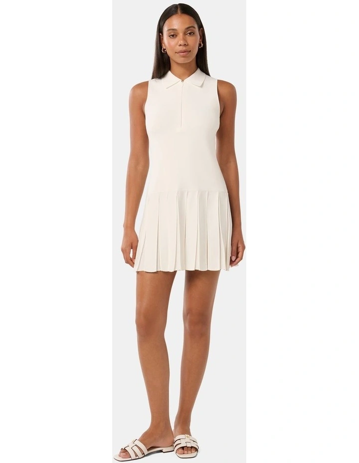 Lulu Pleated Hem Knit Mini Dress in Porcelain image 5
