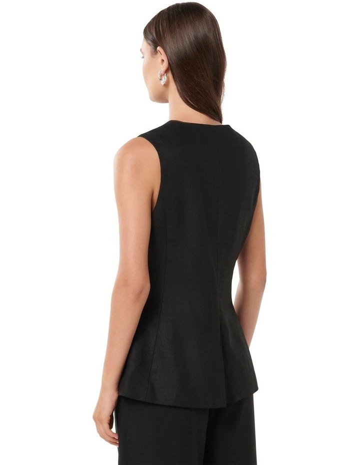 Cian Linen Waistcoat in Black image 2
