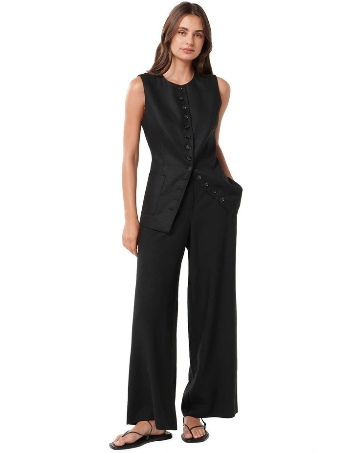 Cian Linen Waistcoat in Black image 5