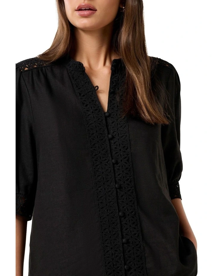 Cassie Crochet Trimmed Blouse in Black image 4
