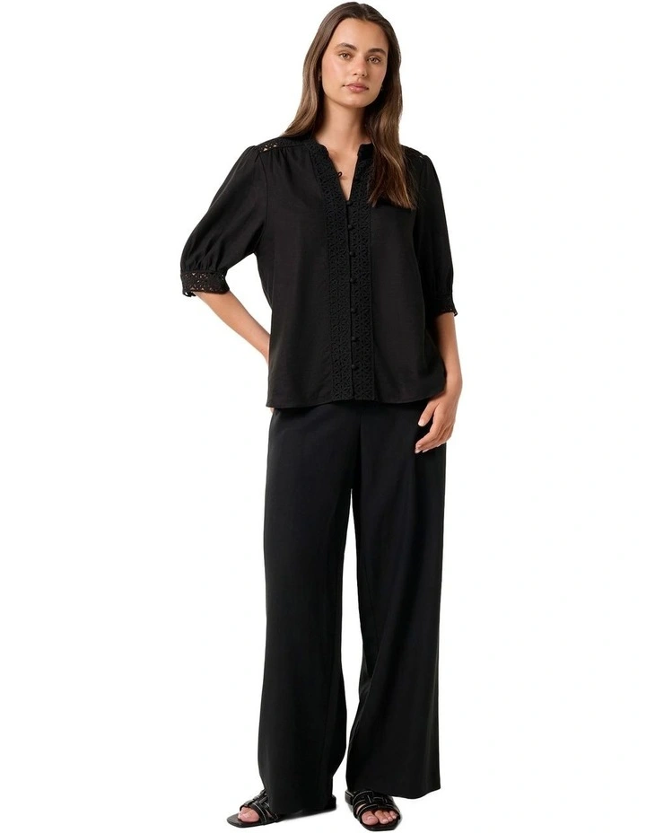 Cassie Crochet Trimmed Blouse in Black image 5