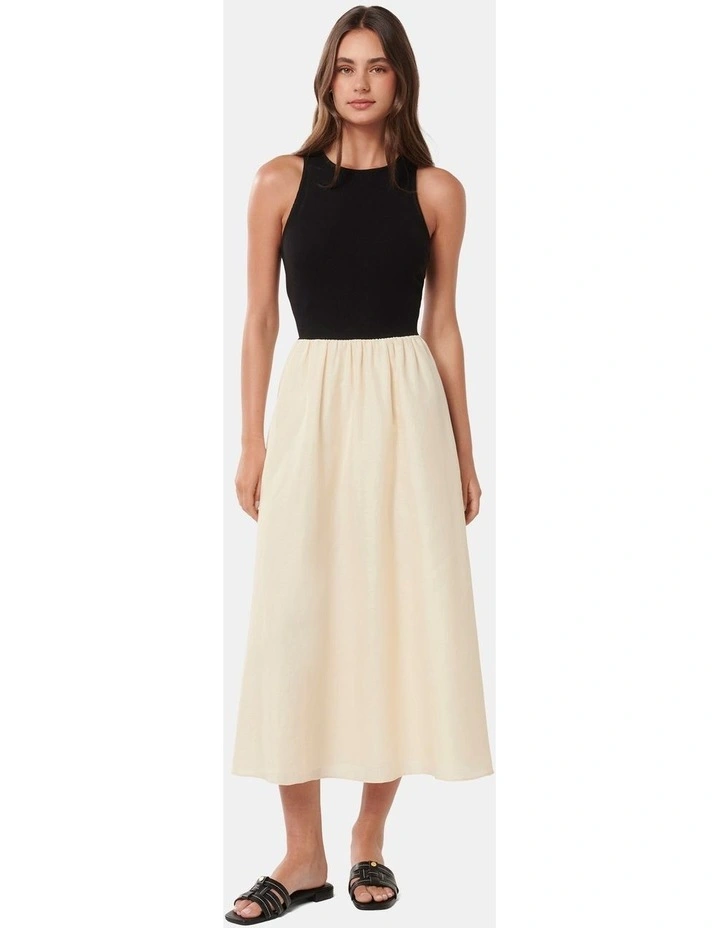 Mariella Rib 2 in 1 Midi Dress in Beige image 1