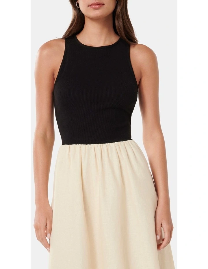 Mariella Rib 2 in 1 Midi Dress in Beige image 4