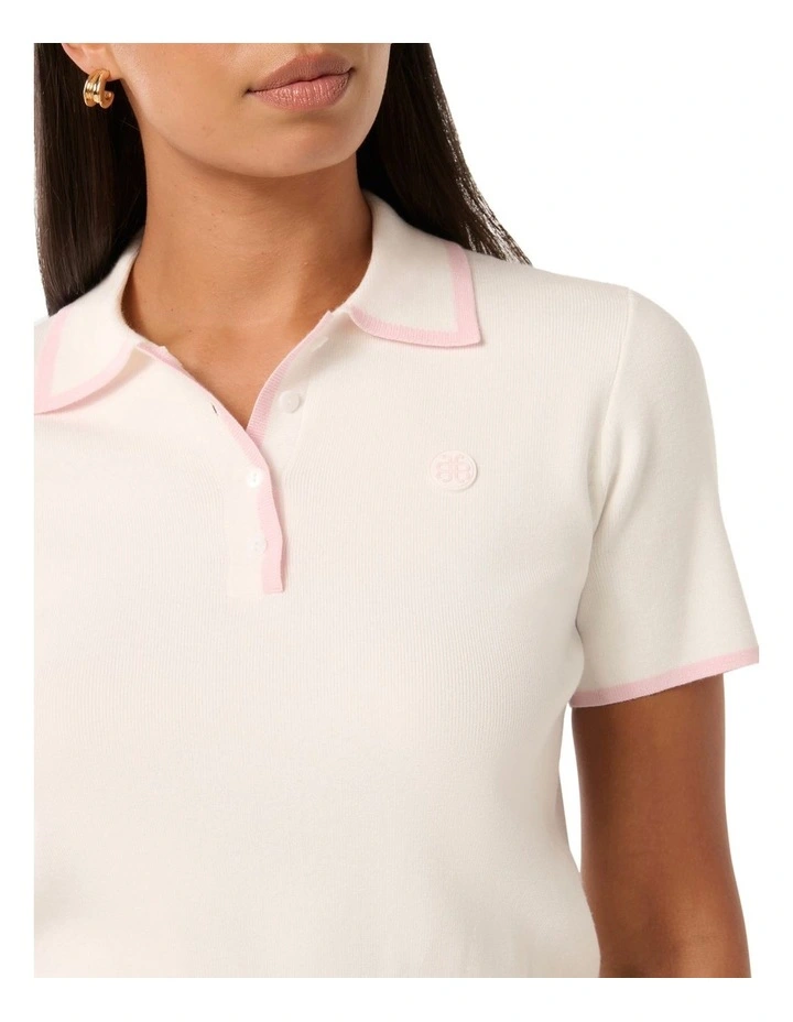 Polly Rib Polo Knit Top in Pink image 4