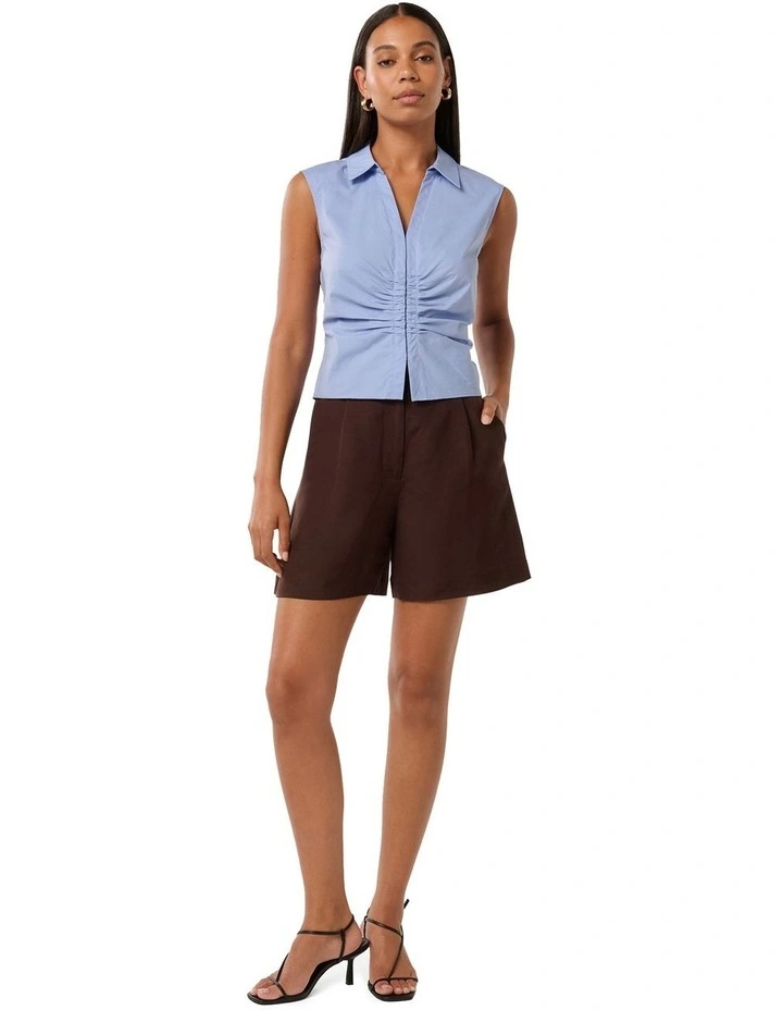 Stella Cotton Ruched Top in Sweet Blue image 5