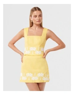 Jasmine Fitted Linen Tank Top in Yellow