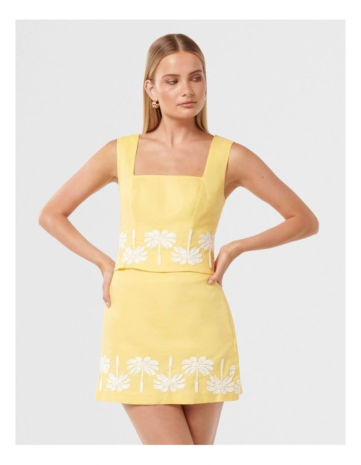 Jasmine Fitted Linen Tank Top in Yellow image 1