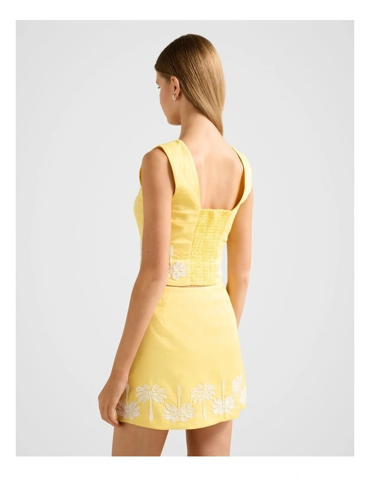 Jasmine Fitted Linen Tank Top in Yellow image 2