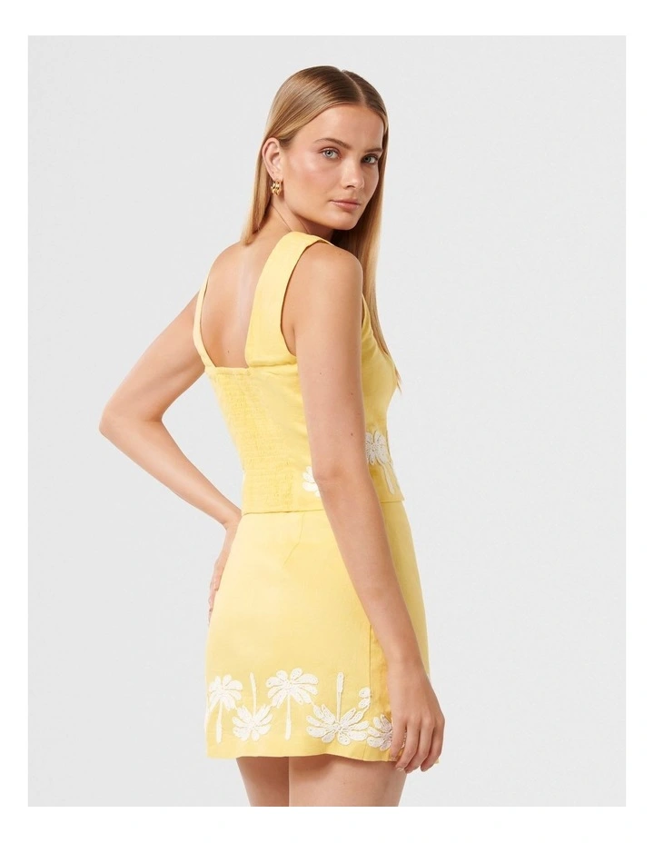 Jasmine Fitted Linen Tank Top in Yellow image 2