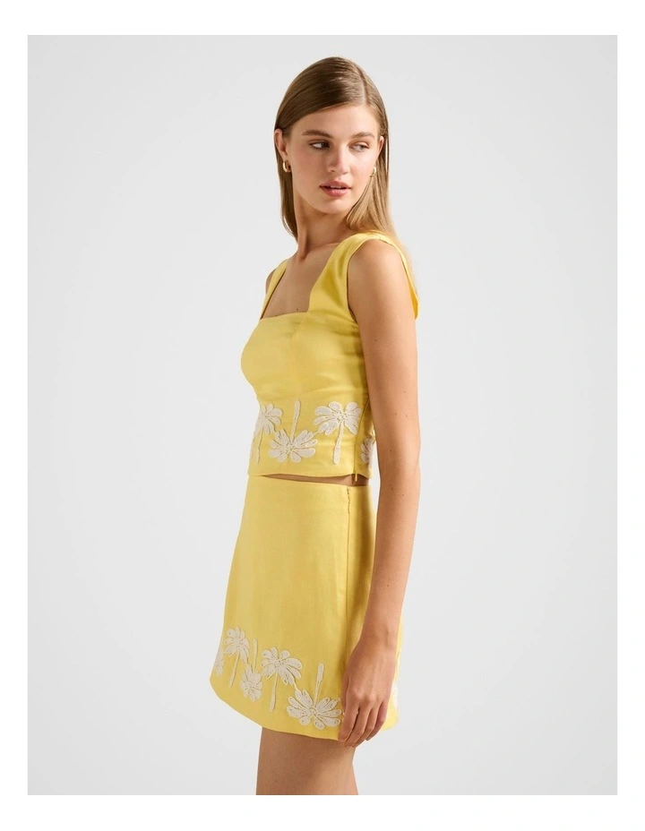 Jasmine Fitted Linen Tank Top in Yellow image 3