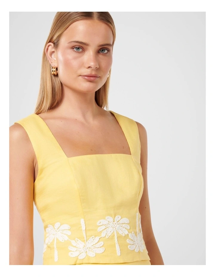 Jasmine Fitted Linen Tank Top in Yellow image 4