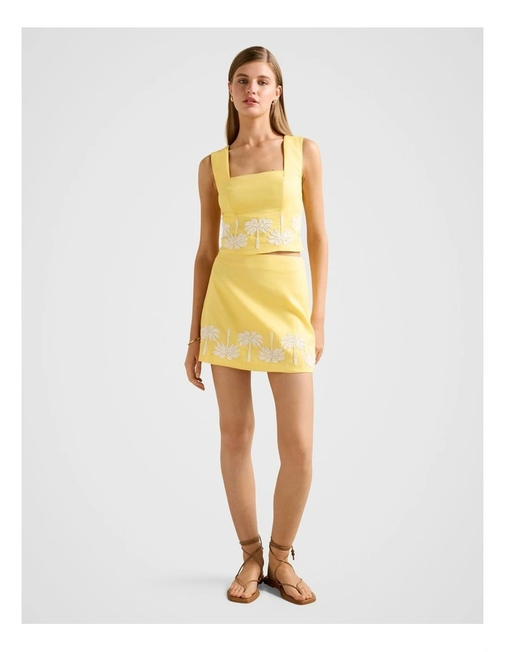 Jasmine Fitted Linen Tank Top in Yellow image 5