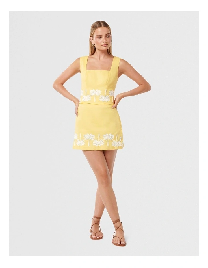 Jasmine Fitted Linen Tank Top in Yellow image 5